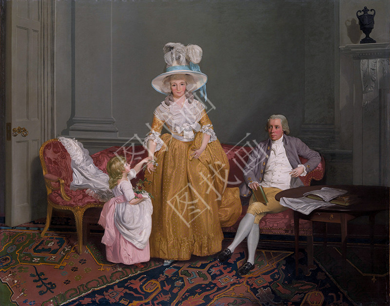 英国 惠特利 一对夫妇和他们的小女孩 65x51cm